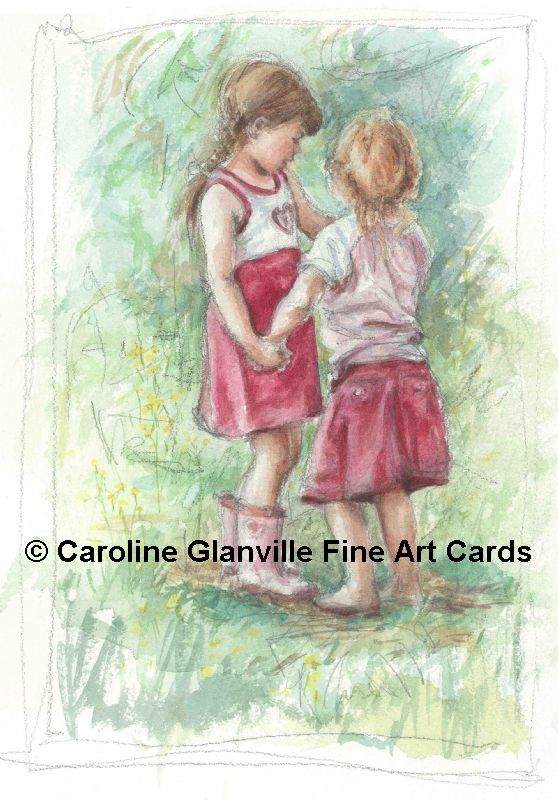 two little girls, painting by Caroline Glanville